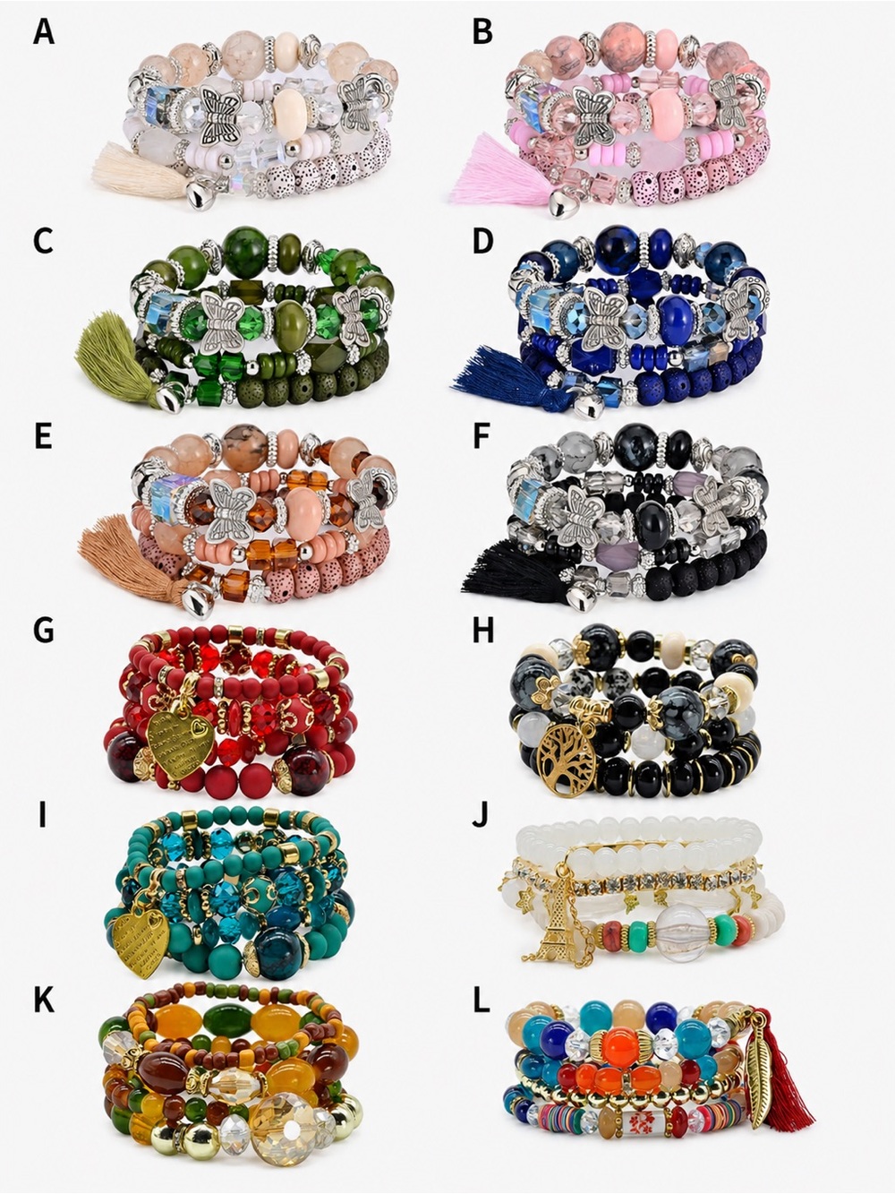 Boho Stackable Stretch Bracelet Sets